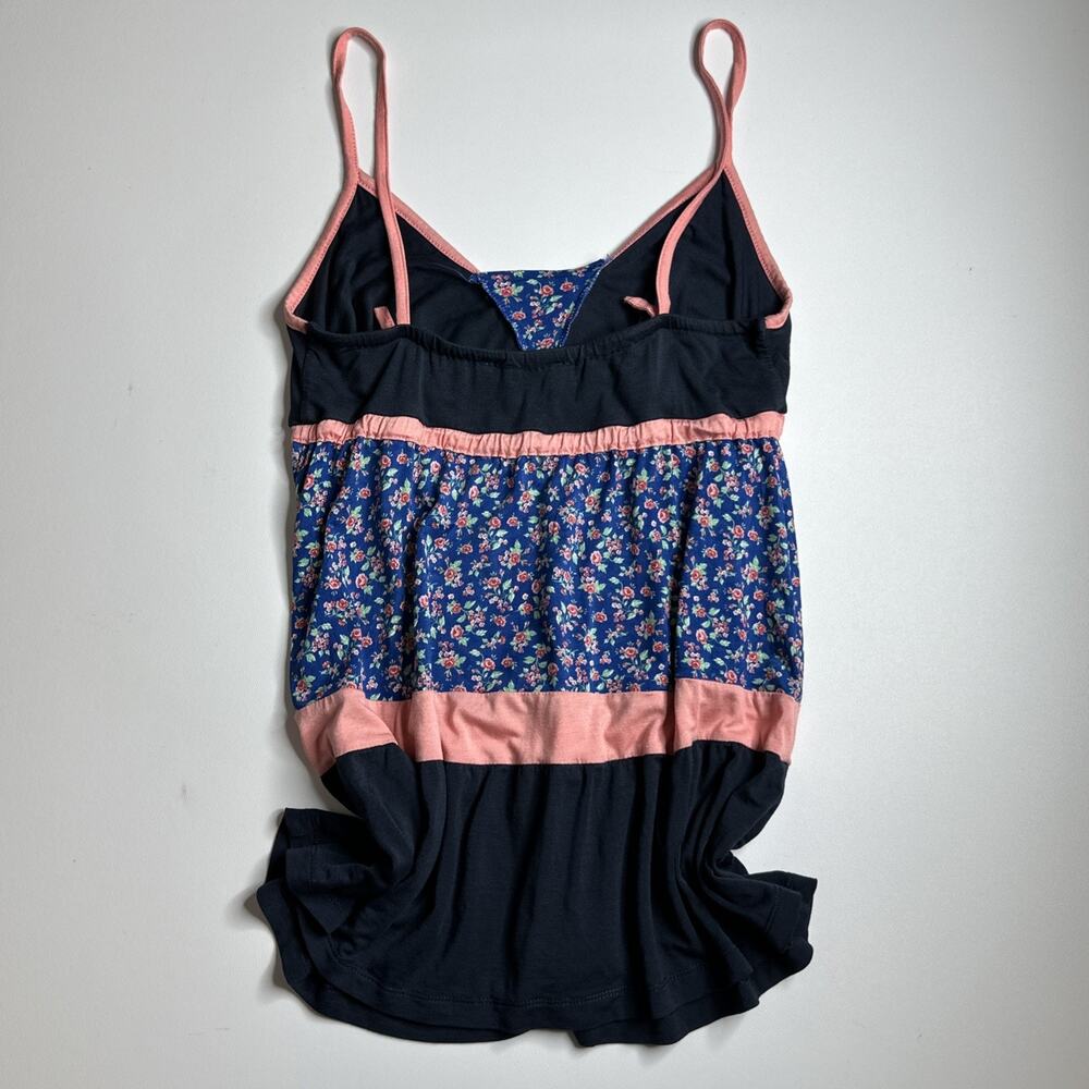 Y2K ISO Babydoll Cami Top S EU Floral Navy Pink Balletcore Coquette Lingerie - Picture 4 of 11